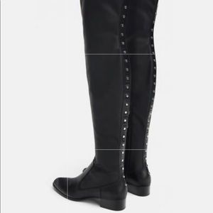 Zara flat thigh high studded boots